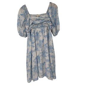 Sweet Wanderer Floral Maternity Dress Puff Sleeves Smocked cottage core Sz Large